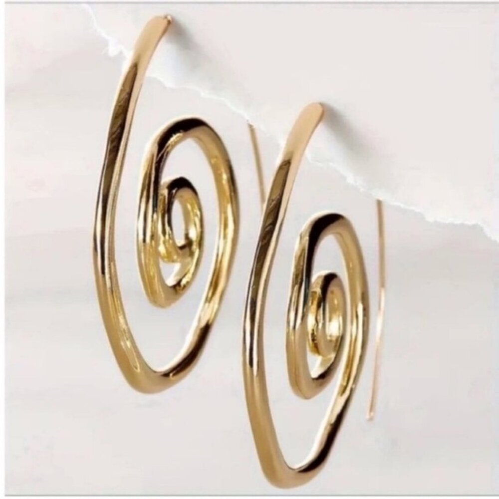 New! Free People Gold Eyes On You Spiral Hoop Earrings NWOT